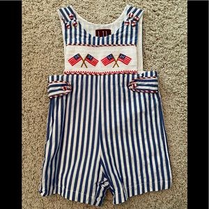 Lil Cactus Smocked Jon Jon with American Flag